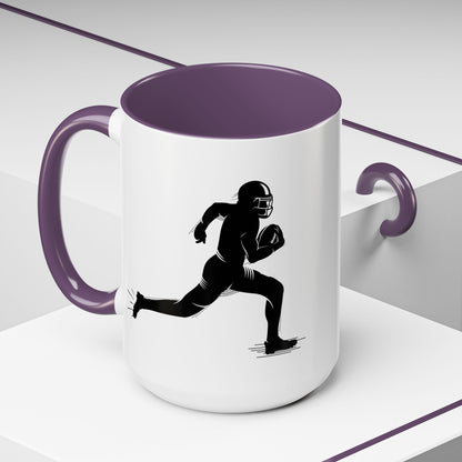Football Player Themed Accent Coffee Mug, Sports Fan Gift, Unique Mug for Athletes, Coffee Lover, Game Day Essential - TRV