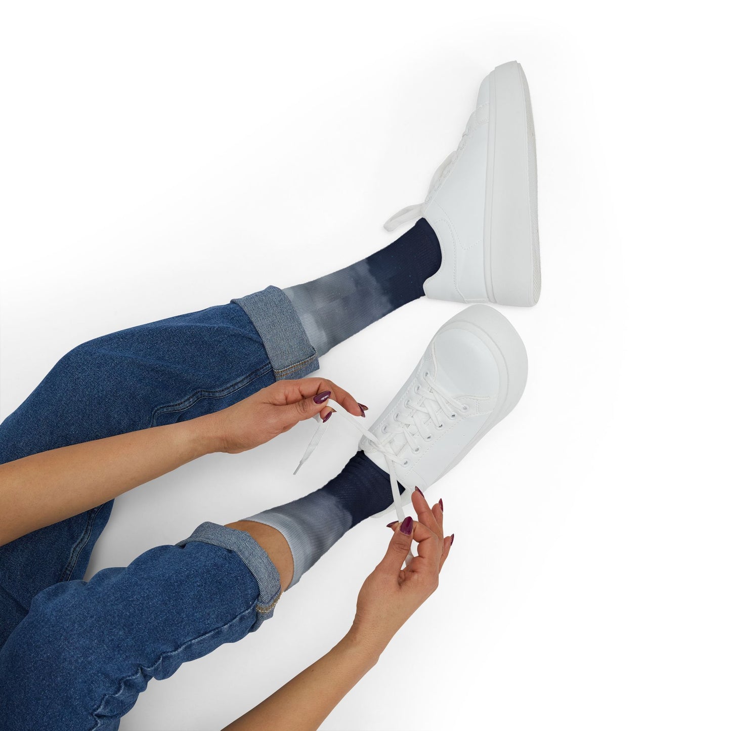Night Sky Cloud Pattern Socks | Sublimation Crew Socks