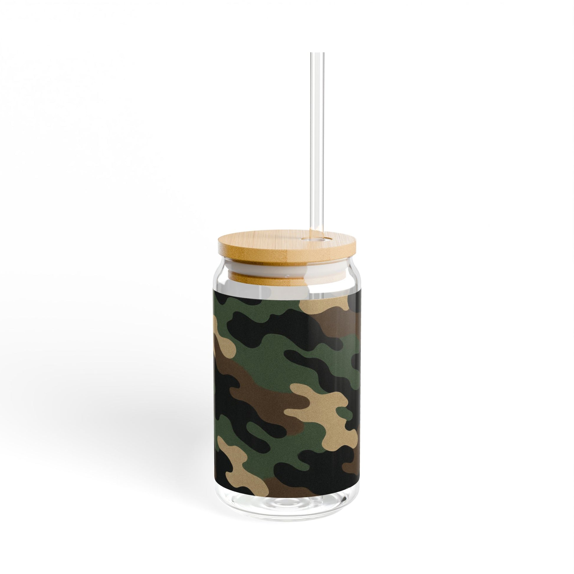 Camouflage Sipper Glass | 16oz Eco-Friendly Drinkware, Perfect for Outdoor Adventures, Camping, Parties, and Unique Gifts - TRV