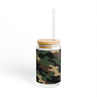 Camouflage Sipper Glass | 16oz Eco-Friendly Drinkware, Perfect for Outdoor Adventures, Camping, Parties, and Unique Gifts - TRV