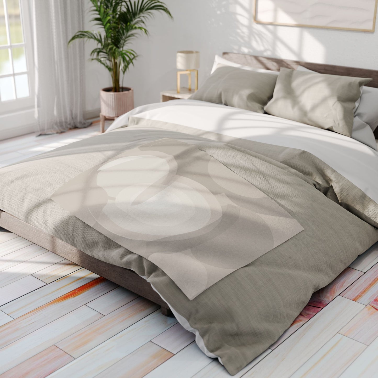 Abstract Neutral Swirls Arctic Fleece Blanket | Minimal Modern Throw