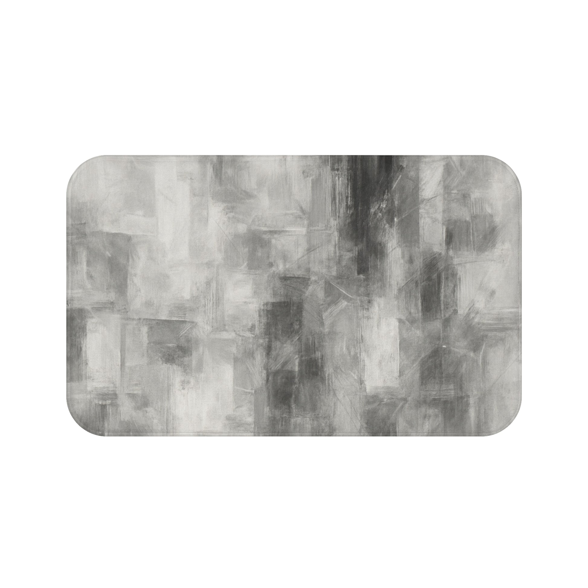 Gray abstract print bath rug by Printify, soft and luxurious bathroom rug with modern design for comfort and style.