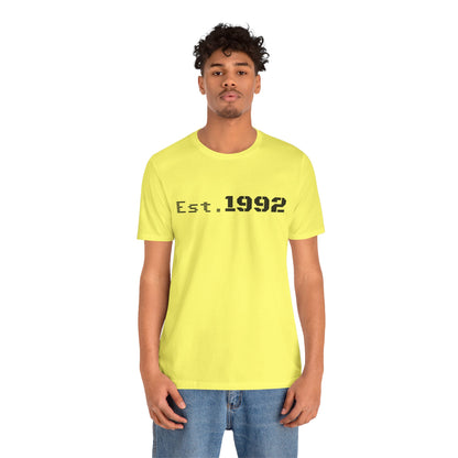 Retro vintage Est. 1992 T-shirt by Printify featuring bold birth year design on casual cotton tee.