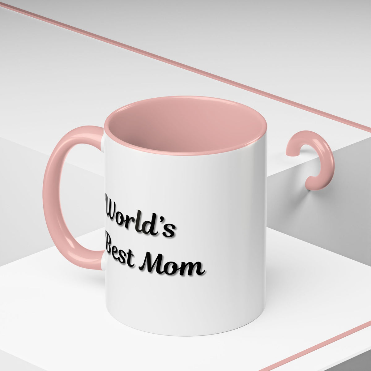 Black-trim ceramic mug with "World's Best Mom" accent design, perfect for Mother's Day gift from Printify.