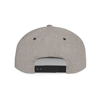Minimalist hand gesture flat bill snapback hat by Printify showing a clean design and adjustable strap, casual headwear for everyday wear.