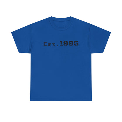 Vintage minimalist Est. 1995 T-shirt by Printify featuring a simple "Born in 1995" birthday design.