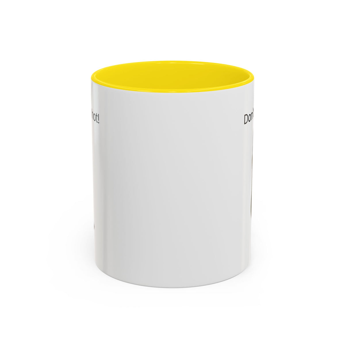 Ceramic cat coffee mug with "Don't rush, it's hot!" phrase, 11 oz size, featuring a playful design on a white background.