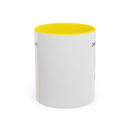 Ceramic cat coffee mug with "Don't rush, it's hot!" phrase, 11 oz size, featuring a playful design on a white background.