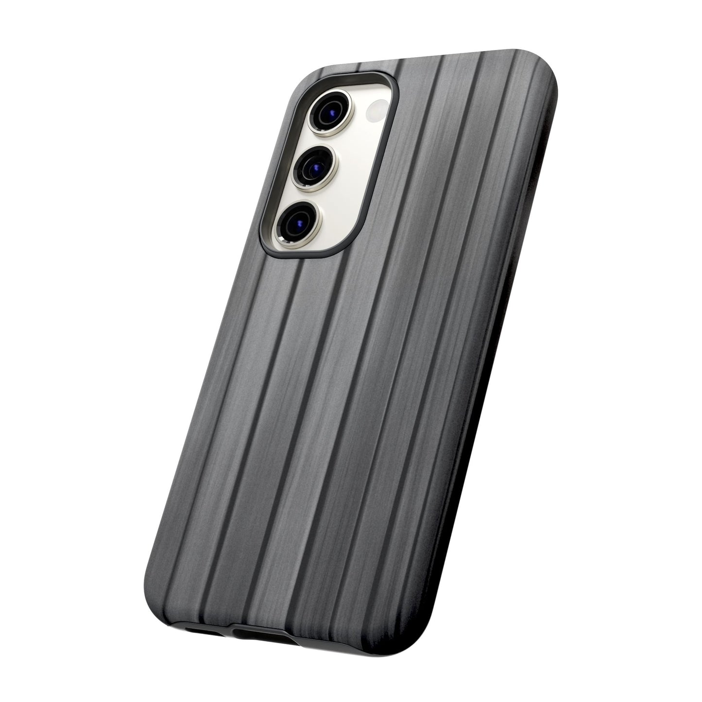 Ribbed metal texture phone case for iPhone, tough protective cover by Printify with durable metal-inspired design.
