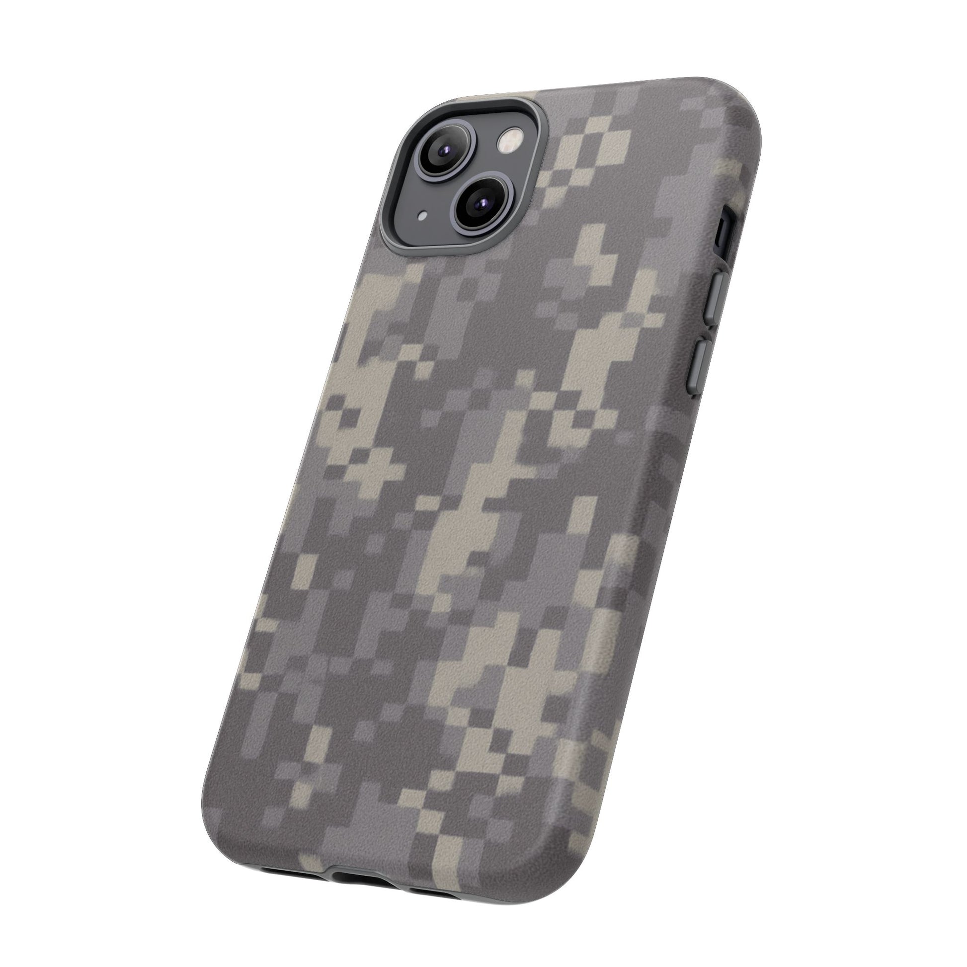 Rugged digital camouflage phone case by Printify, featuring tough protective cover for a smartphone.