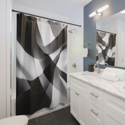 Abstract Black White Waves Shower Curtain | Modern Geometric Bathroom Decor