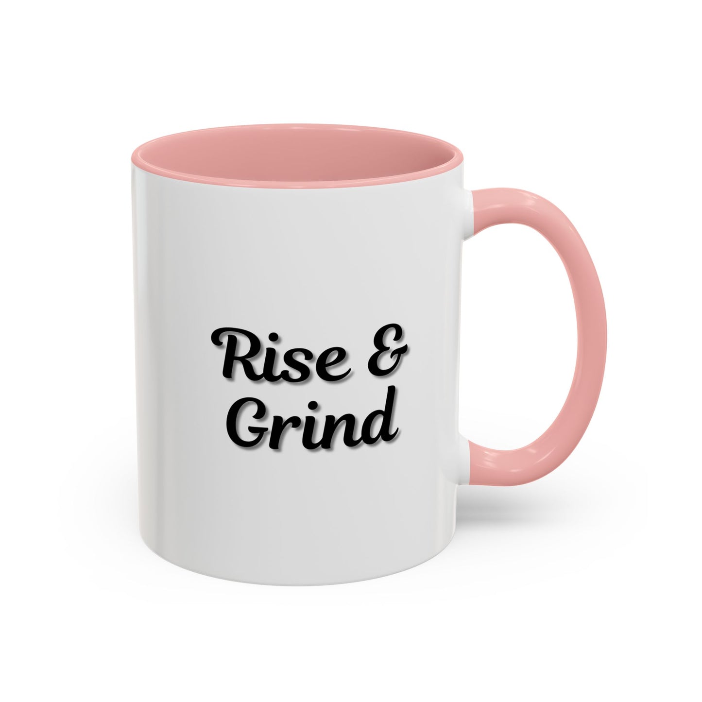 Motivational Rise & Grind Coffee Mug, Black Accent Mug, Daily Inspiration, Gift for Coffee Lovers, 11oz 15oz Ceramic Cup