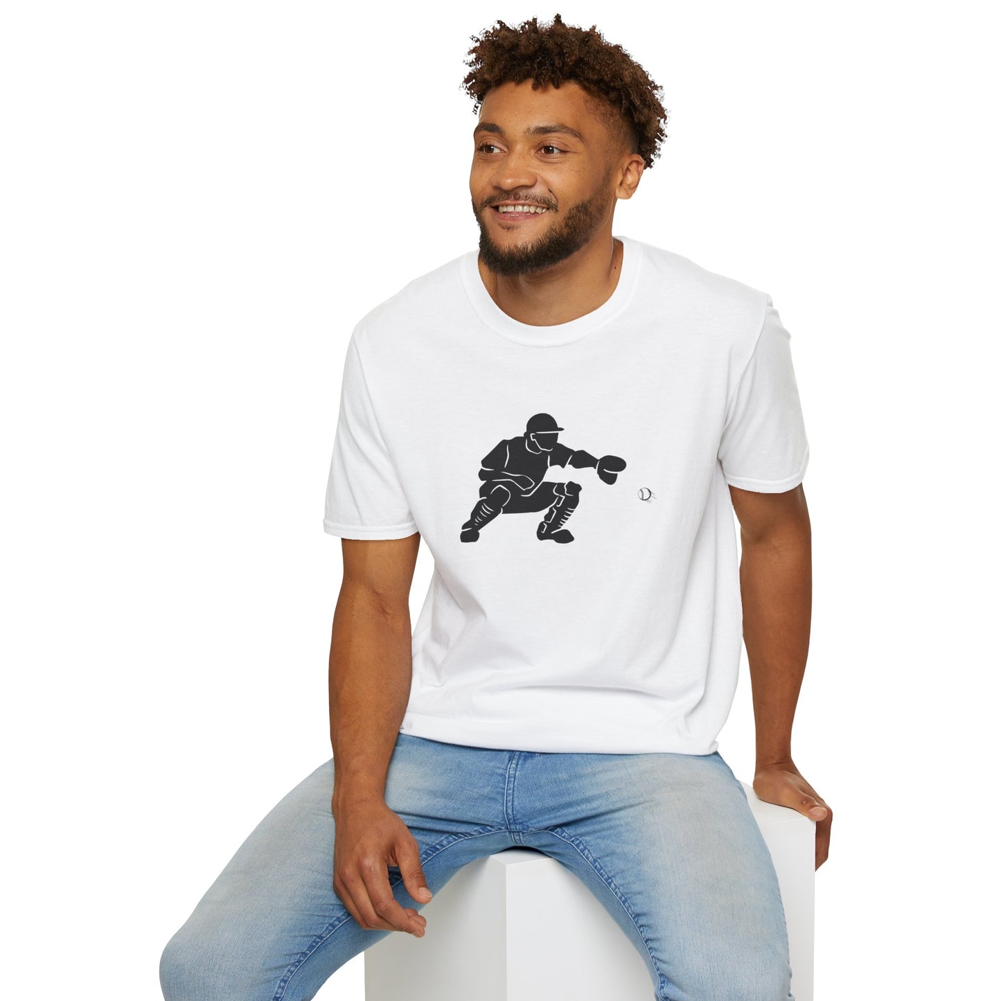 Baseball Catcher Unisex Softstyle T-Shirt, Sports Apparel, Gift for Athletes, Workout Gear, Casual Wear, Special Occasions