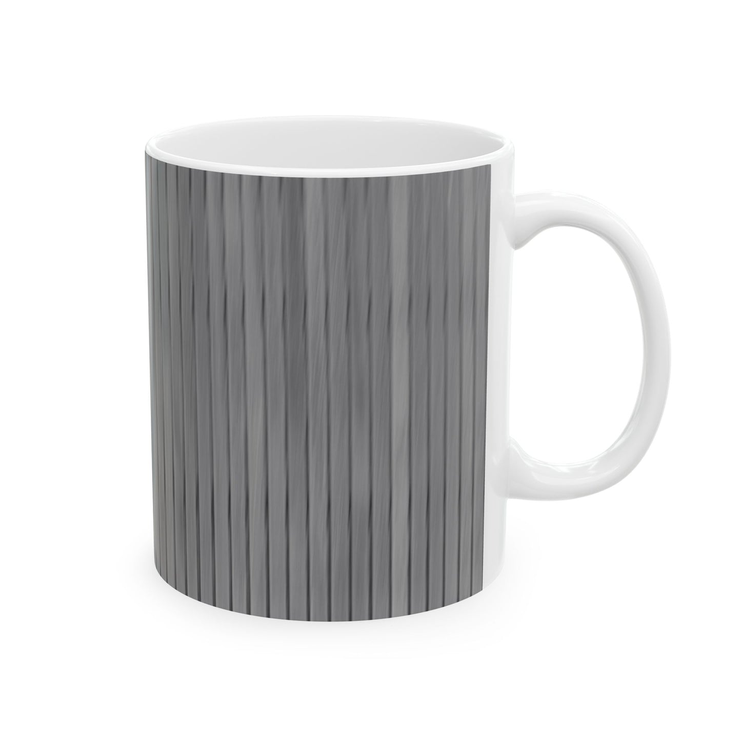 Gray Vertical Stripe Ceramic Mug — Modern Minimalist Coffee Cup (11oz, 15oz)