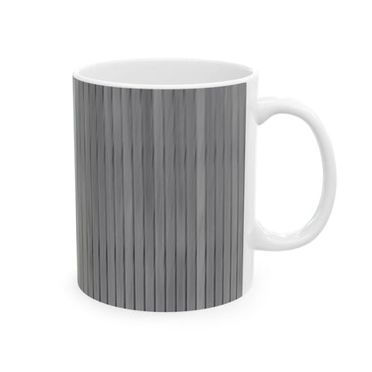 Gray Vertical Stripe Ceramic Mug — Modern Minimalist Coffee Cup (11oz, 15oz)