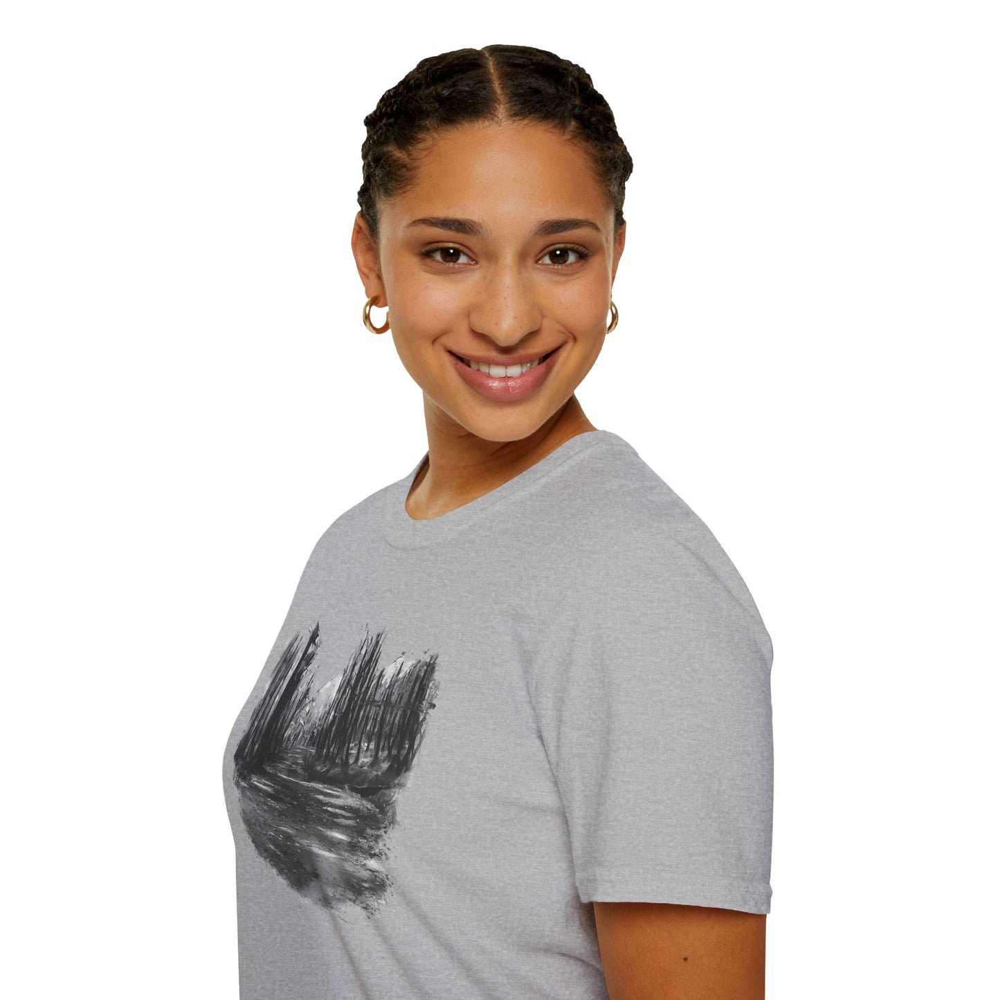 Minimalist Nature-Inspired Unisex Softstyle T-Shirt, Casual Wear, Everyday Style, Gift for Nature Lovers, Eco-Friendly Fashion