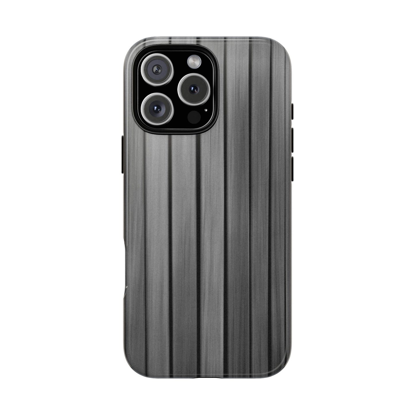Ribbed metal texture phone case for iPhone by Printify, offering tough protective cover with a modern, durable design.