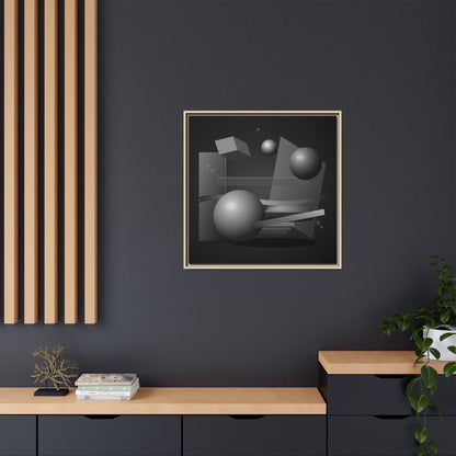 Monochrome Geometric Spheres Canvas Framed Wall Art | Matte Print
