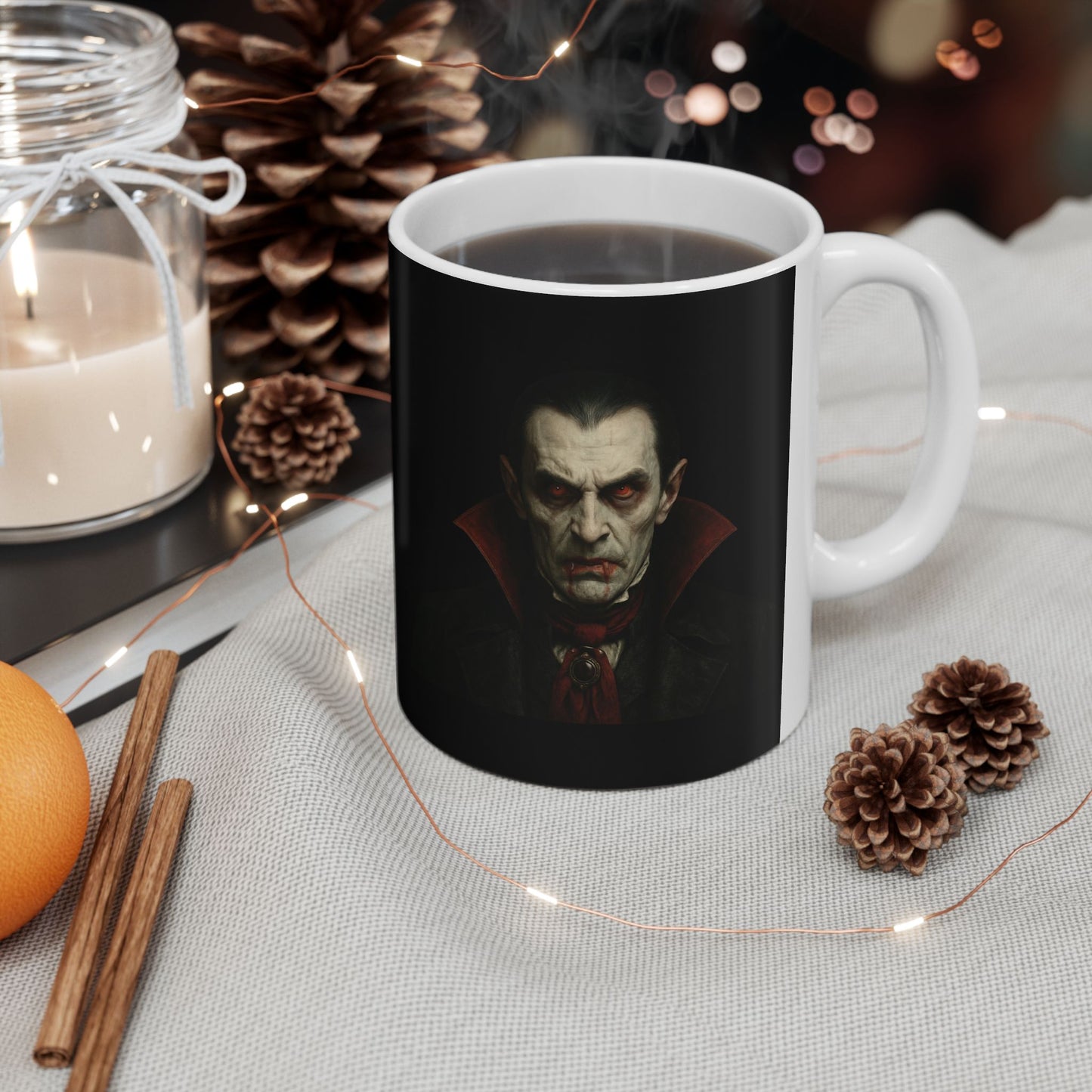 Gothic Dracula Vampire Ceramic Mug, Perfect for Halloween, Spooky Gifts, Coffee Lovers, Home Decor, 11oz & 15oz Sizes