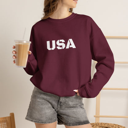 Printify USA crewneck sweatshirt featuring patriotic design, soft fabric, perfect for casual wear and seasonal comfort.