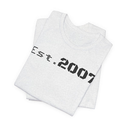Unisex Casual Tee with Established 2007, Vintage T-Shirt, Anniversary Gift, Birthday Shirt, Year Established Top