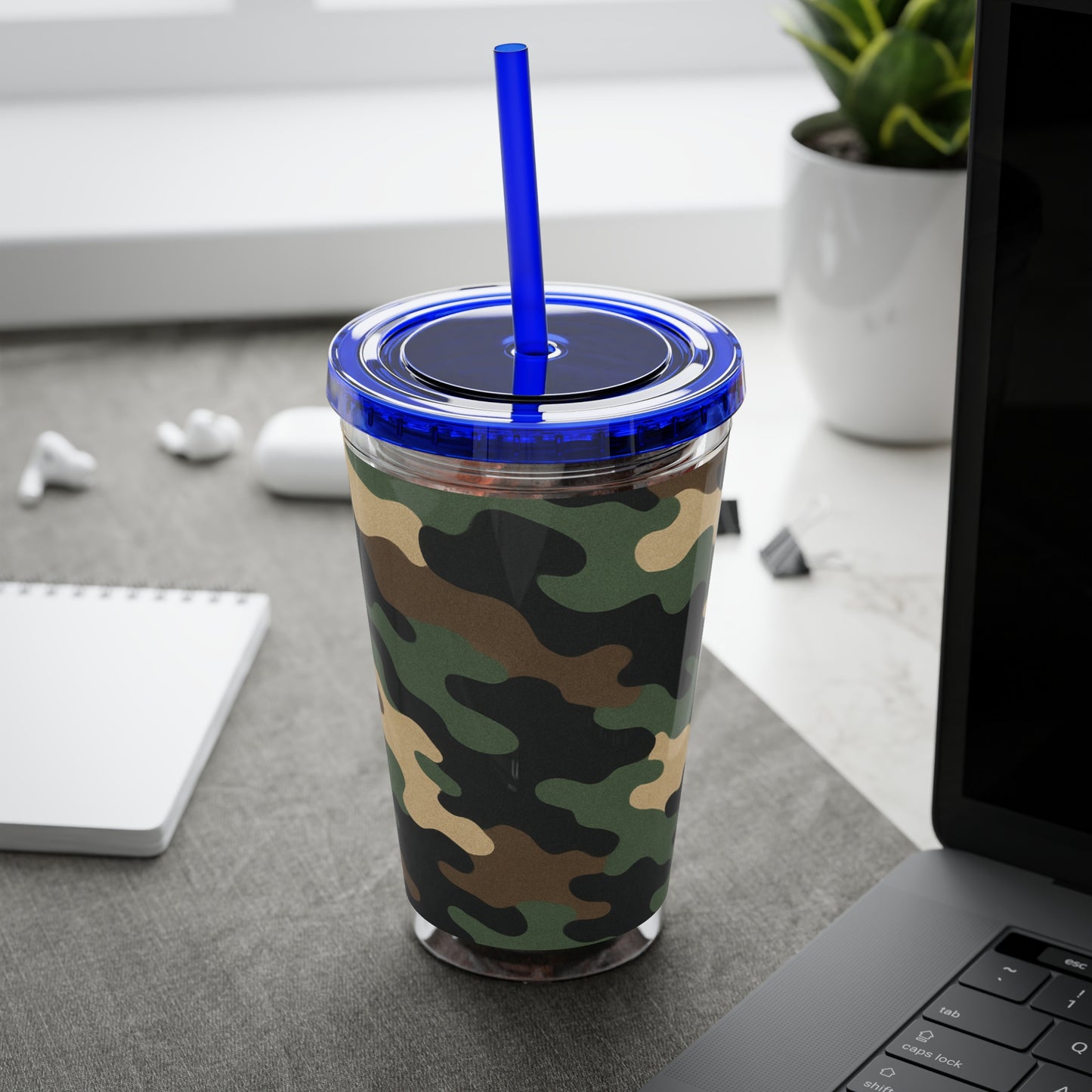 Stylish Camo Tumbler, 16oz Cup with Straw, Perfect for Outdoor Adventures, Gifts for Him, Travel Mug, Eco-friendly Drinkware, Camping