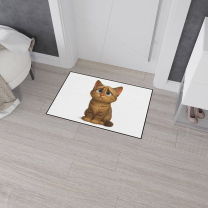Heavy-duty cat-themed floor mat with cute cat design, ideal for entrances and perfect as a gift for cat lovers.
