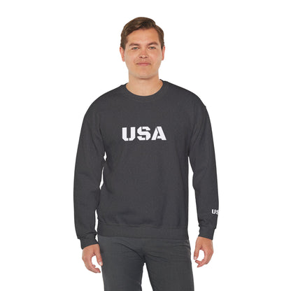 Printify USA crewneck sweatshirt featuring patriotic design, cozy fit, perfect for all seasons, casual and comfortable wear.