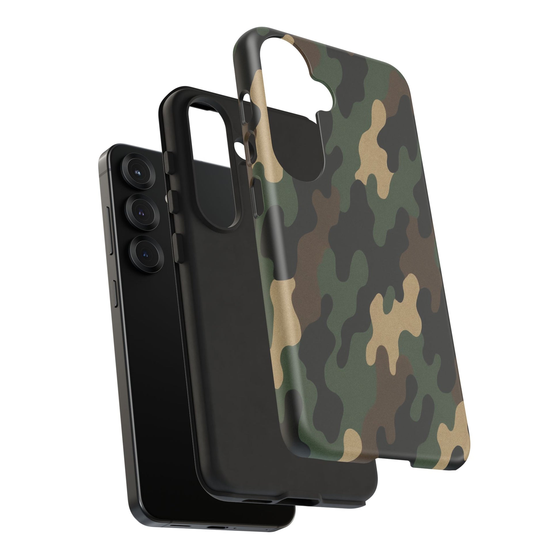 Camouflage tough phone case by Printify with rugged camo design, providing durable protection for smartphones.