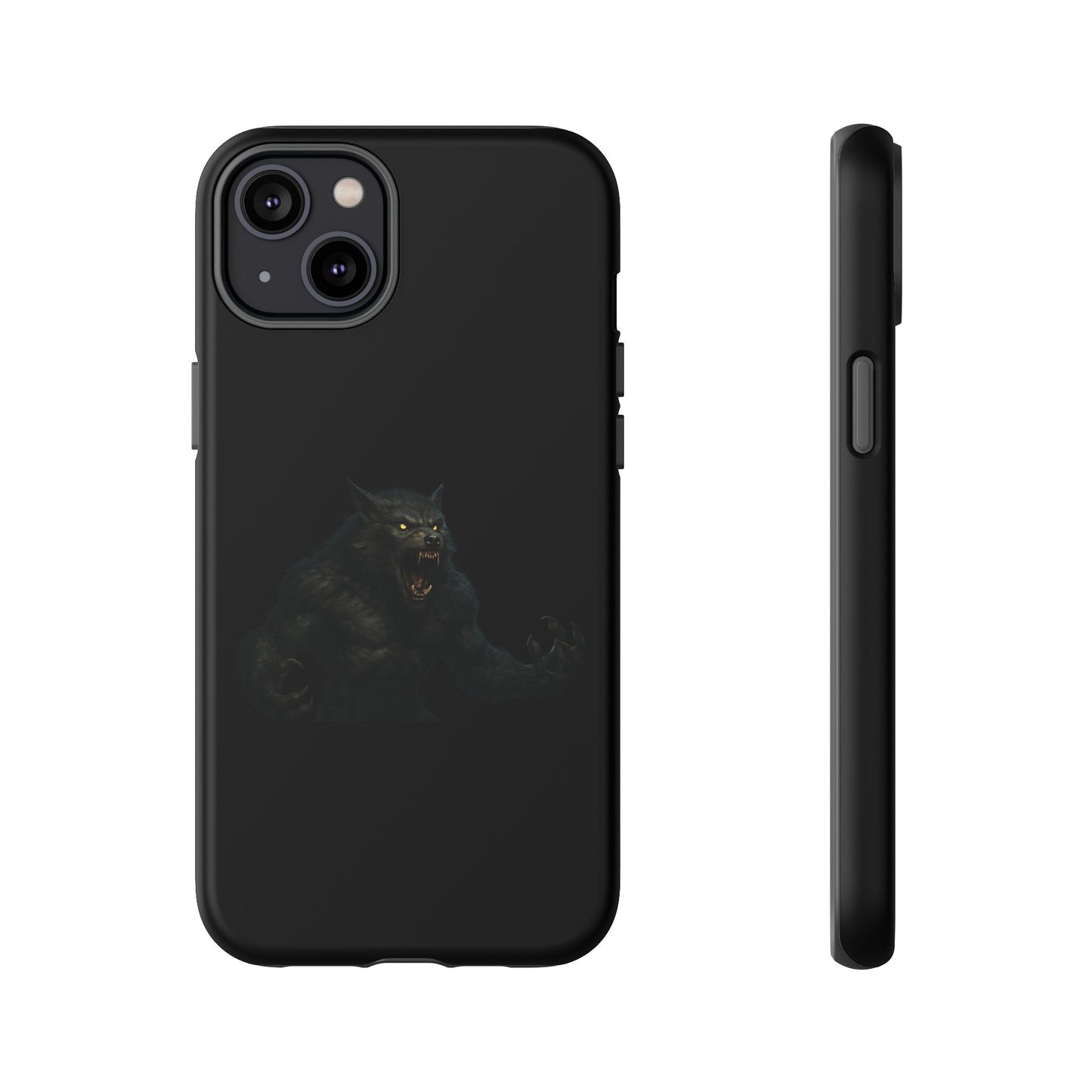 Werewolf phone case with dark monster graphic, tough protective design for smartphones by Printify.