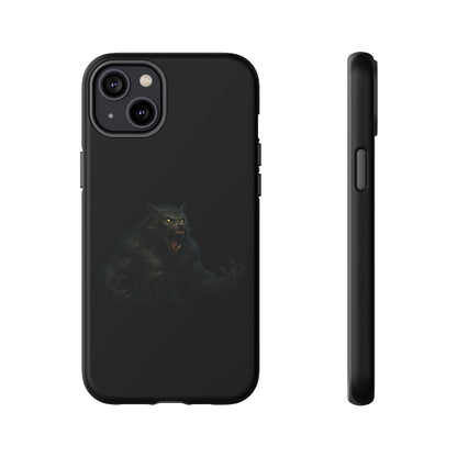 Werewolf phone case with dark monster graphic, tough protective design for smartphones by Printify.