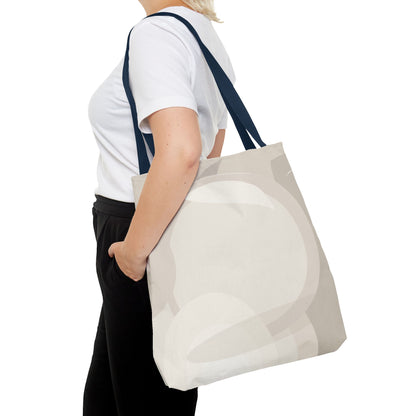 Neutral Abstract Circle Pattern Tote Bag | Minimal Beige AOP Canvas