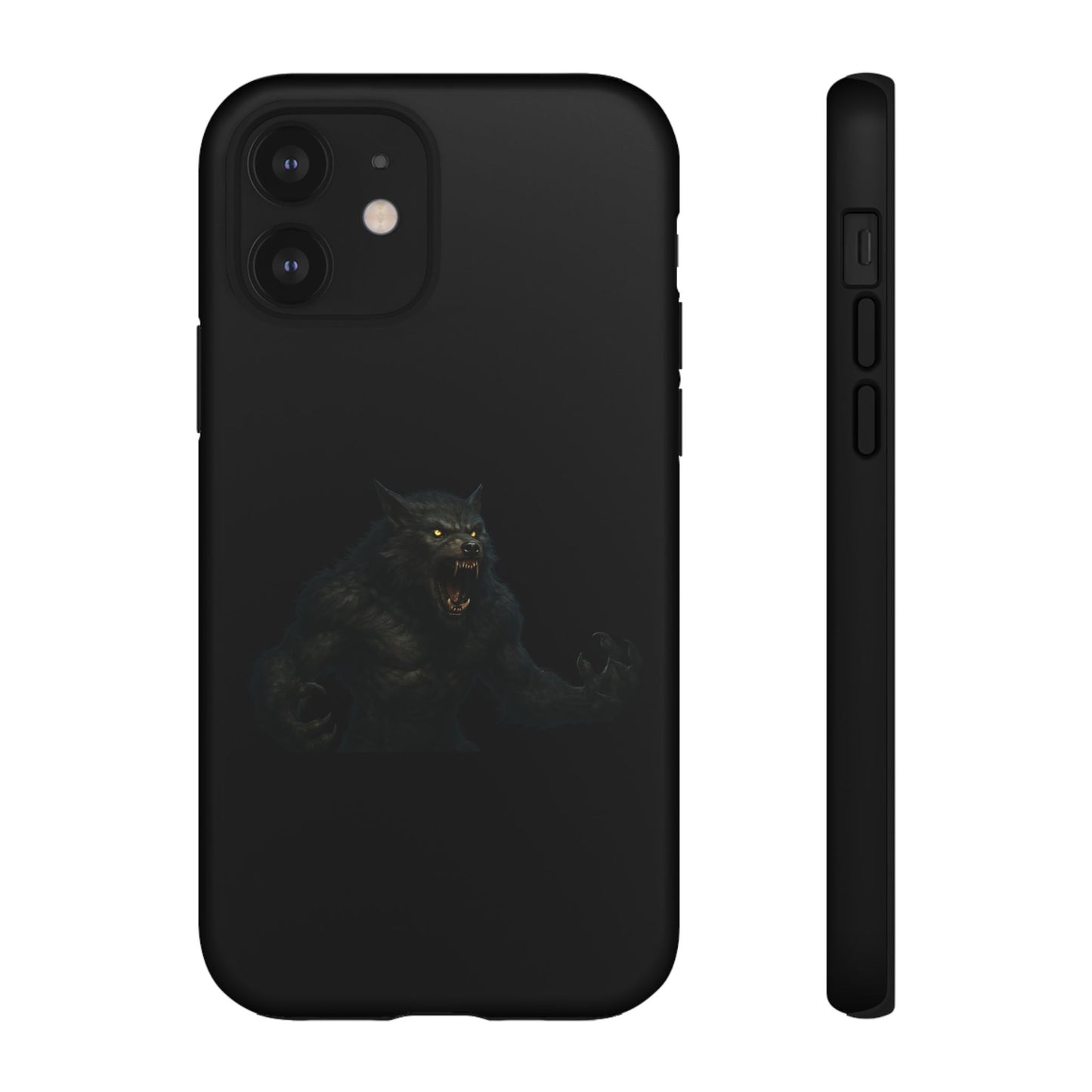 Werewolf phone case with dark monster graphic, tough protective design for smartphones by Printify.