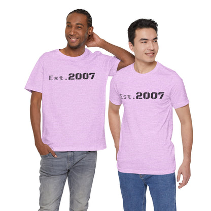 Vintage Est. 2007 T-shirt by Printify featuring a classic design with the established year printed on comfortable cotton fabric.
