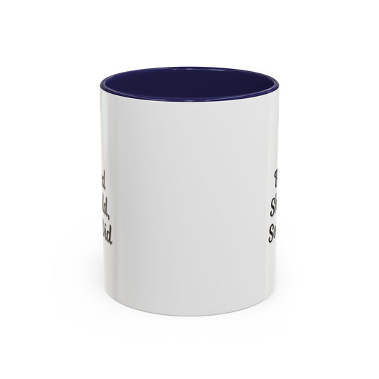 Motivational coffee mug with "She Believed She Could, So She Did" quote, white ceramic mug with black text, Printify brand.