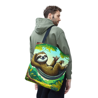 Eco-friendly sloth tote bag featuring a cute sloth design, perfect for animal lovers and casual everyday use.