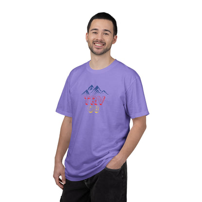 Unisex garment-dyed T-shirt with TRV08 Logo from Printify, soft cotton fabric, casual fit, shown in a neutral color.