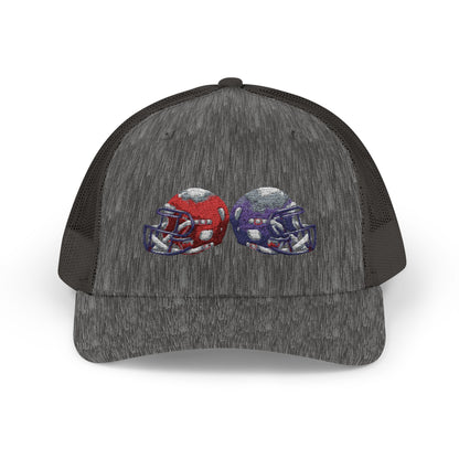 Sporty Snapback Trucker Cap with Football Helmets, Baseball Cap, Outdoor Activity Hat, Gift for Sports Fans, Team Spirit Wear - TRV