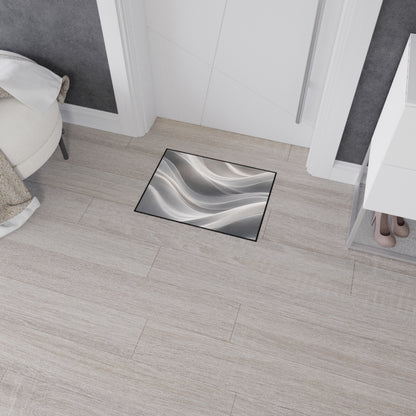 Abstract Gray Wave Floor Mat | Modern Entryway Rug, Non-Slip