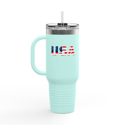 USA design 40oz insulated stainless steel travel mug with handle - view 10
