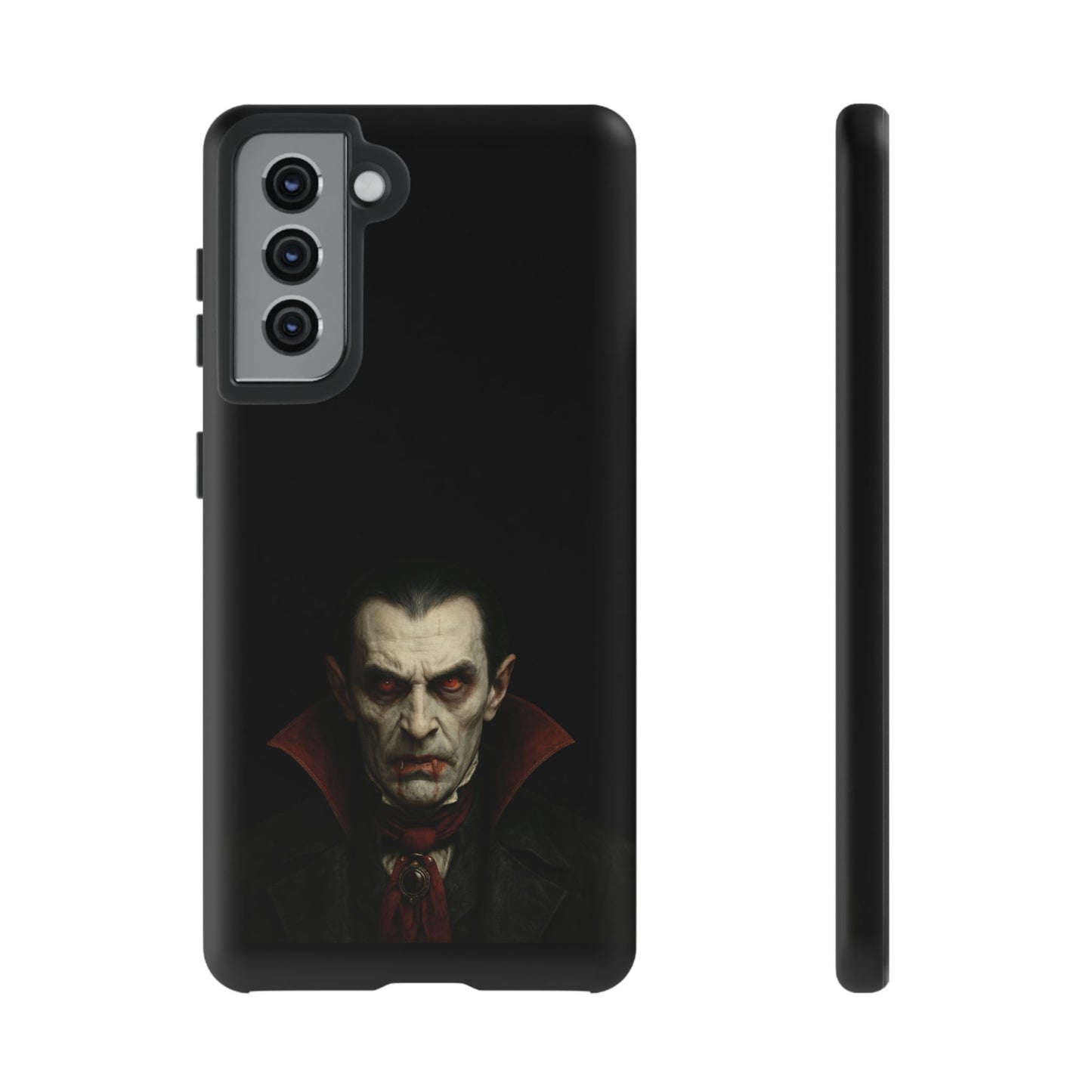 Gothic vampire portrait phone case for iPhone featuring Dracula horror design, made by Printify.