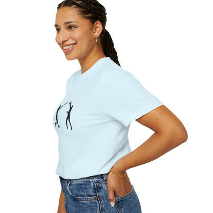 Minimal black baseball silhouette T-shirt featuring a baseball players graphic on a casual Printify T-shirt.