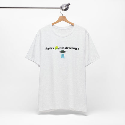 Alien Driving Unisex Tee - Fun Casual Shirt, Gifts for UFO Lovers, Quirky Humor T-Shirt, Perfect for Road Trips, Unique Birthday Present