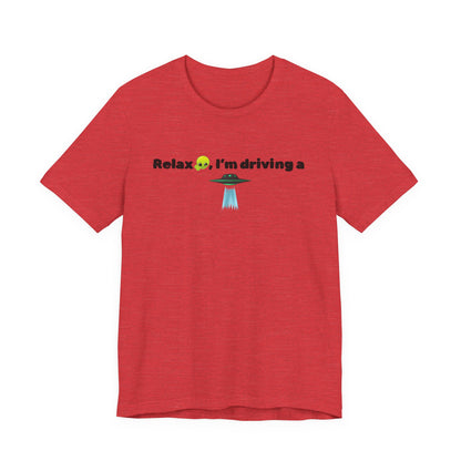 Alien Driving Unisex Tee - Fun Casual Shirt, Gifts for UFO Lovers, Quirky Humor T-Shirt, Perfect for Road Trips, Unique Birthday Present