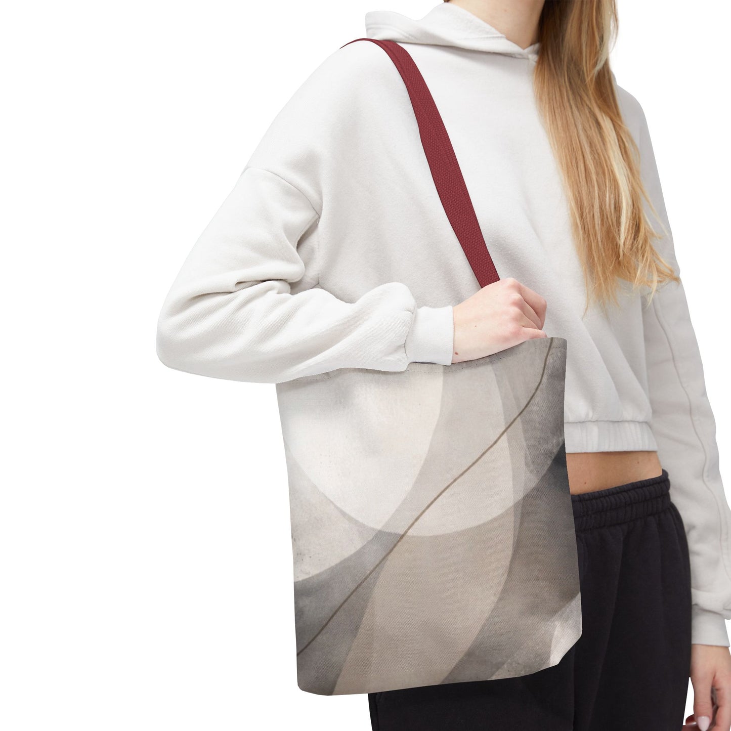 Neutral Abstract Watercolor Waves Tote Bag | All-Over Print