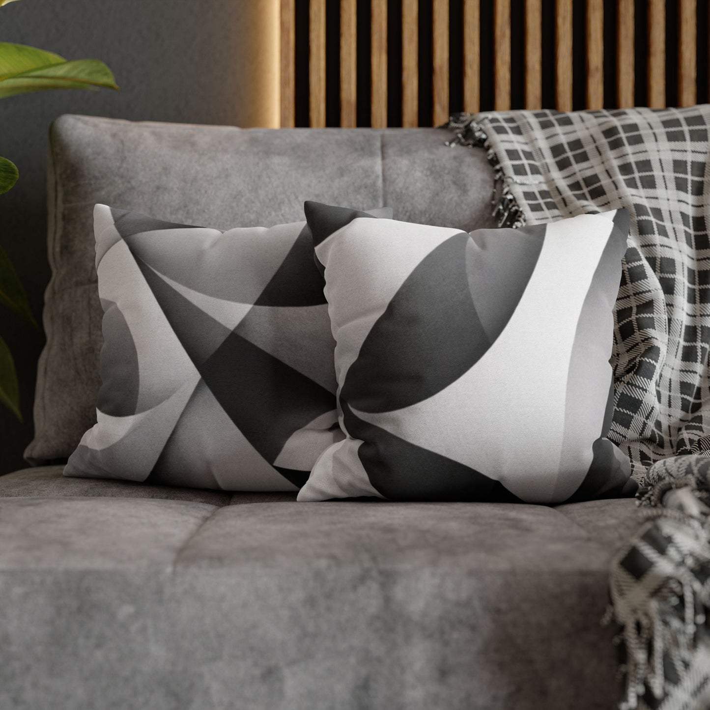 Abstract Black White Wave Pillowcase | Square Pillow
