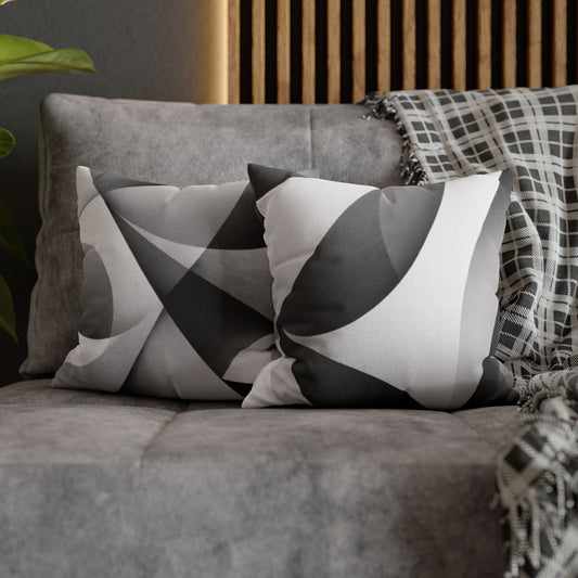 Black and white abstract wave pattern square pillowcase designed for home decor, showcasing stylish Printify branding.