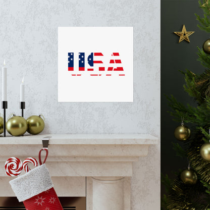 USA Patriotic Wall Art Poster, Red White Blue Home Decor, Fourth of July Decoration, American Flag Art, Independence Day Gift