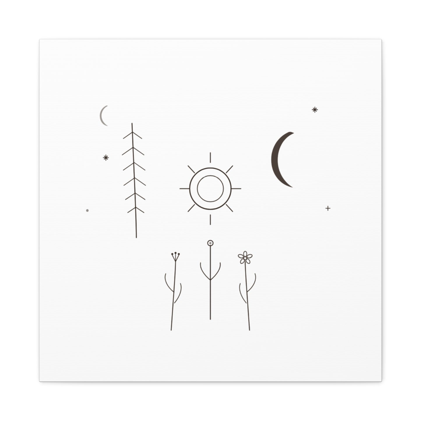 Minimal Sun Moon Botanical Canvas | Stretched Matte Wall Art