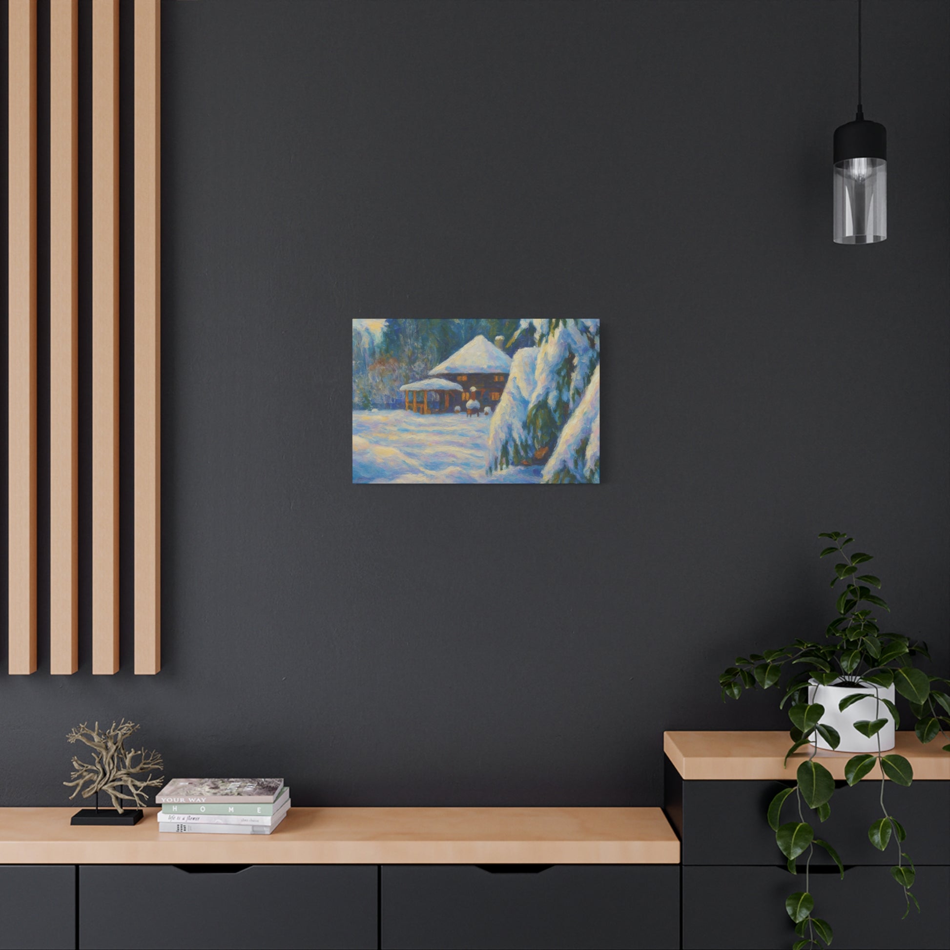 Winter Landscape Canvas Wall Art, Cozy Home Decor, Christmas Gift, Seasonal Artwork, Impressionist Style - TRV